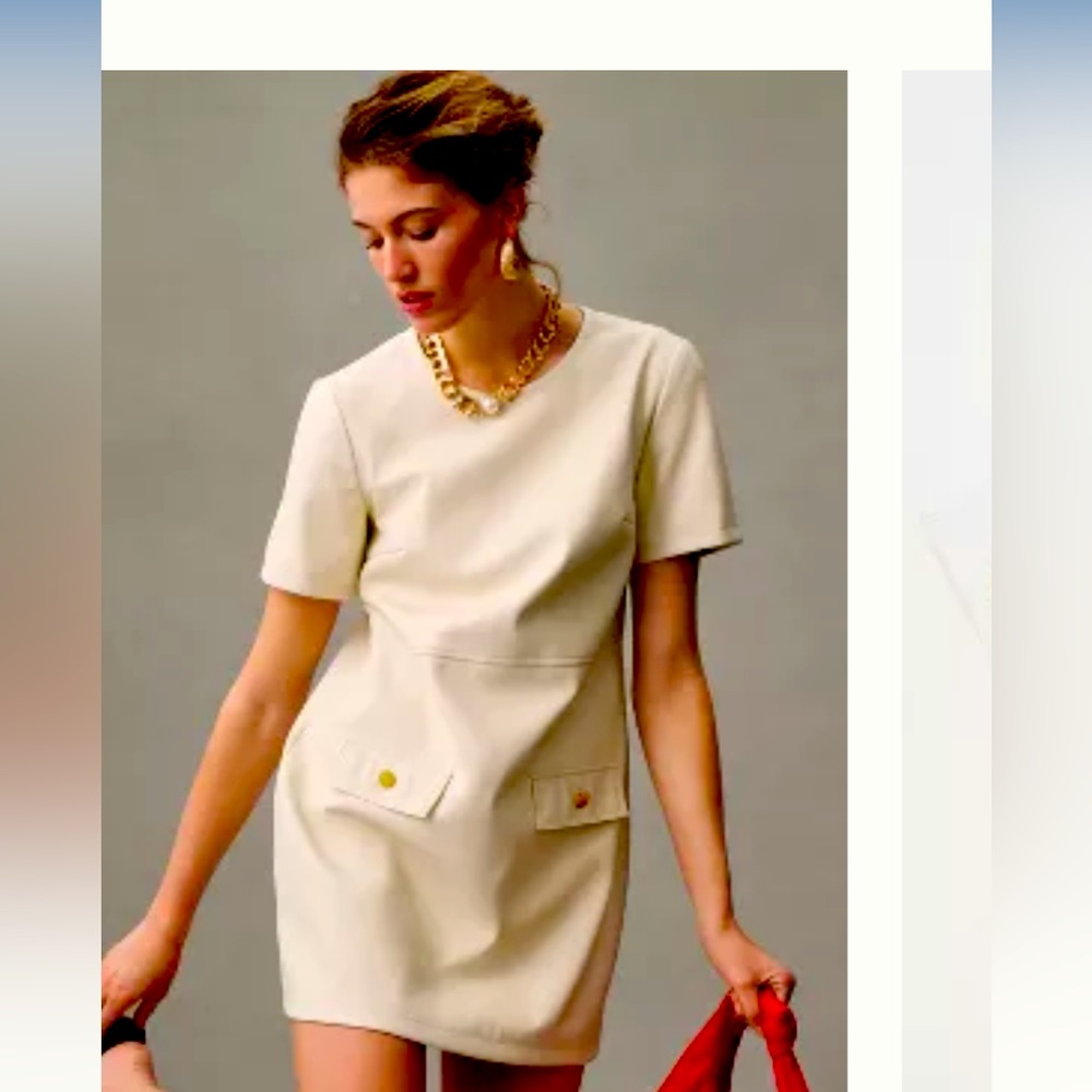 NWOT amazing Anthropologie faux leather cream dress size XL